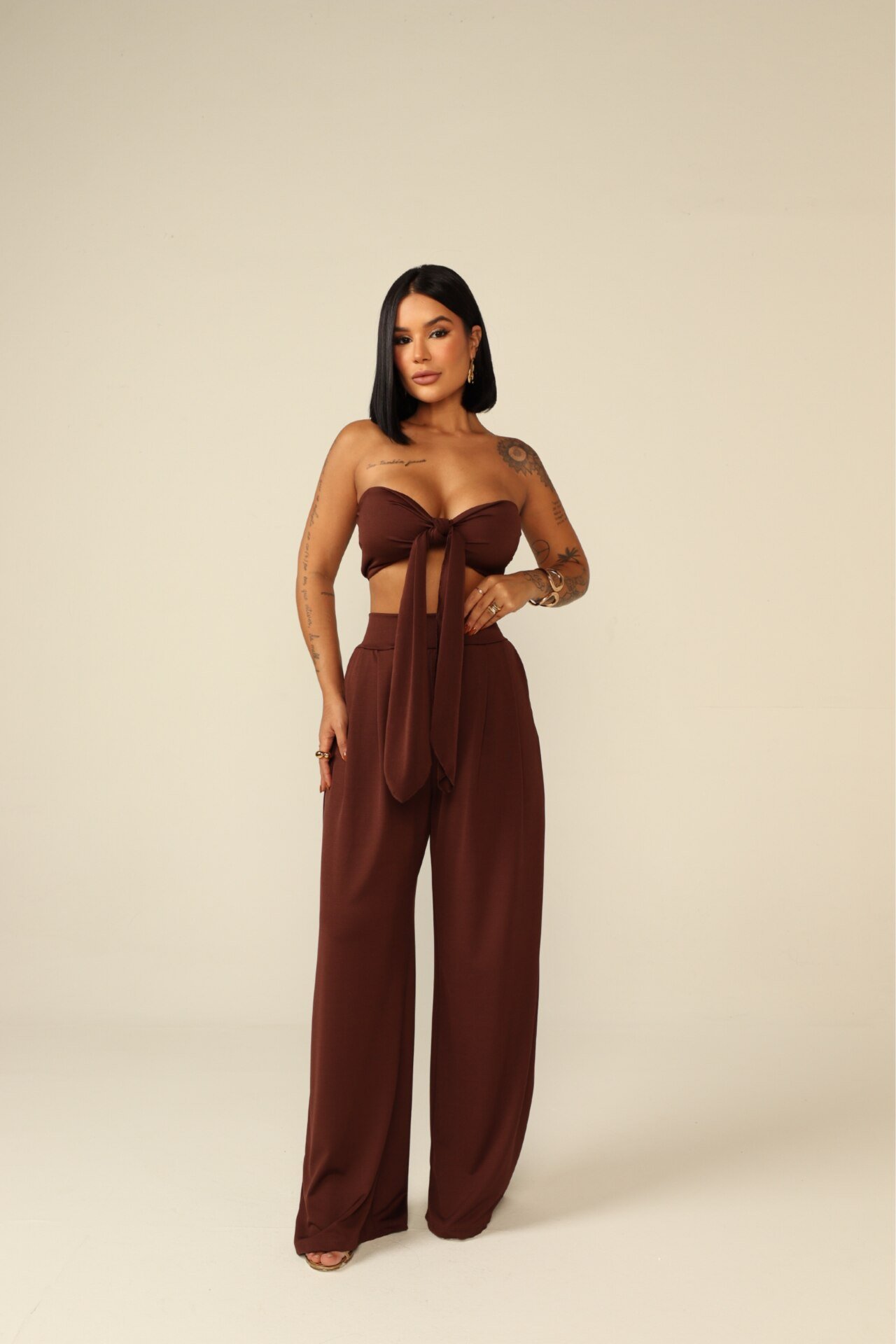 Morena Brazil - Conjunto Pantalona Cropped Multiforme Aline