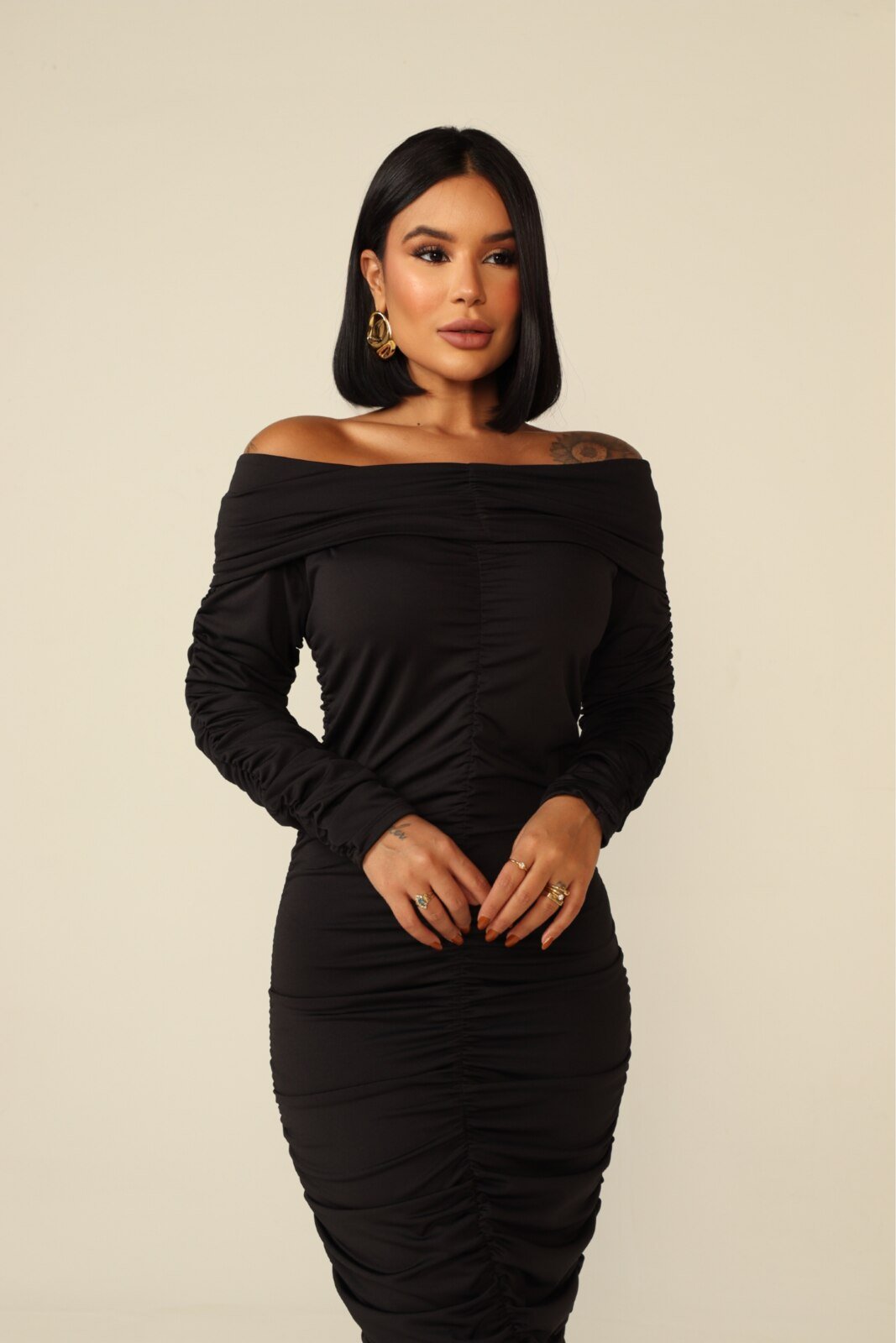 Morena Brazil - Vestido Midi Franzido Musa