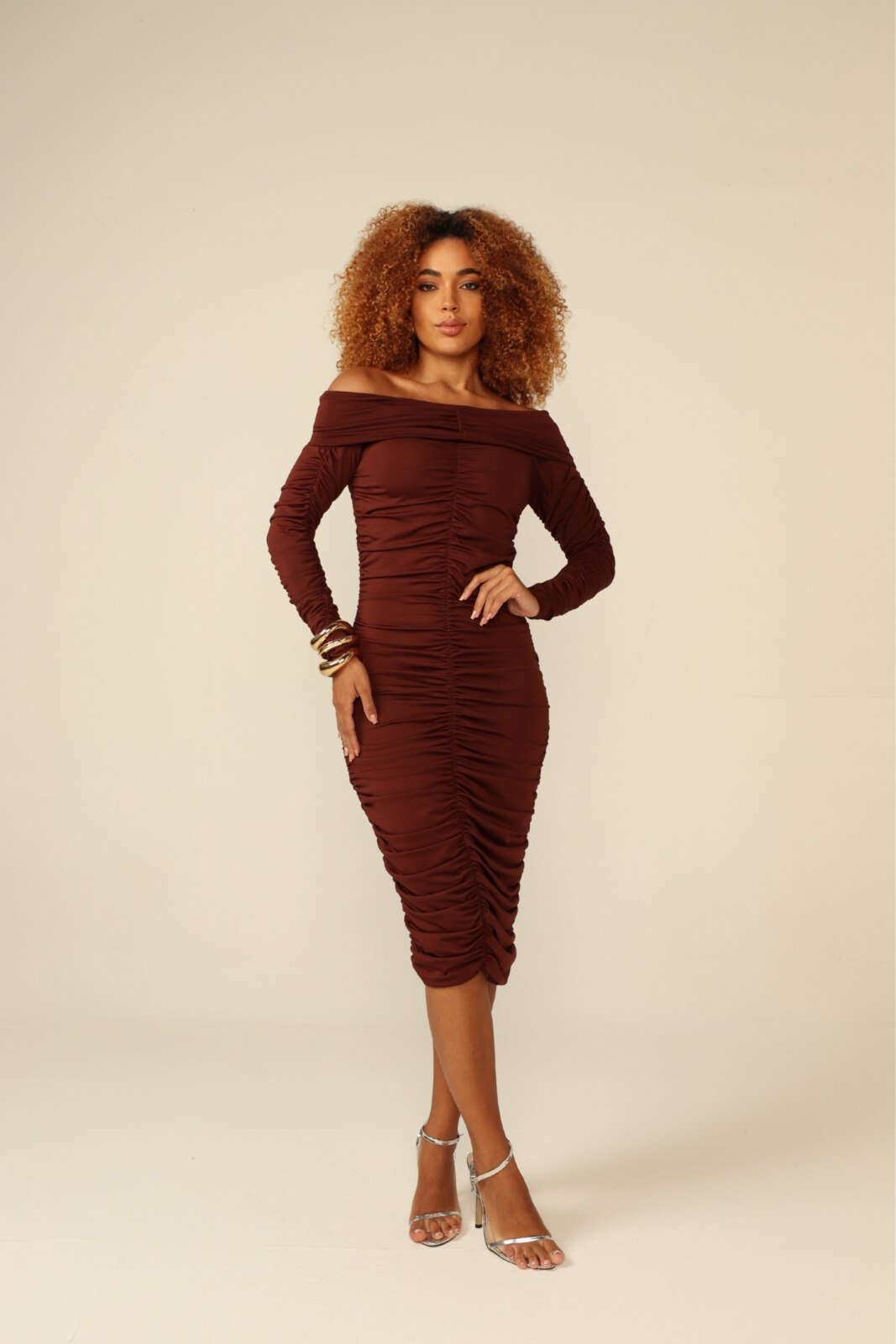 Morena Brazil - Vestido Midi Franzido Musa